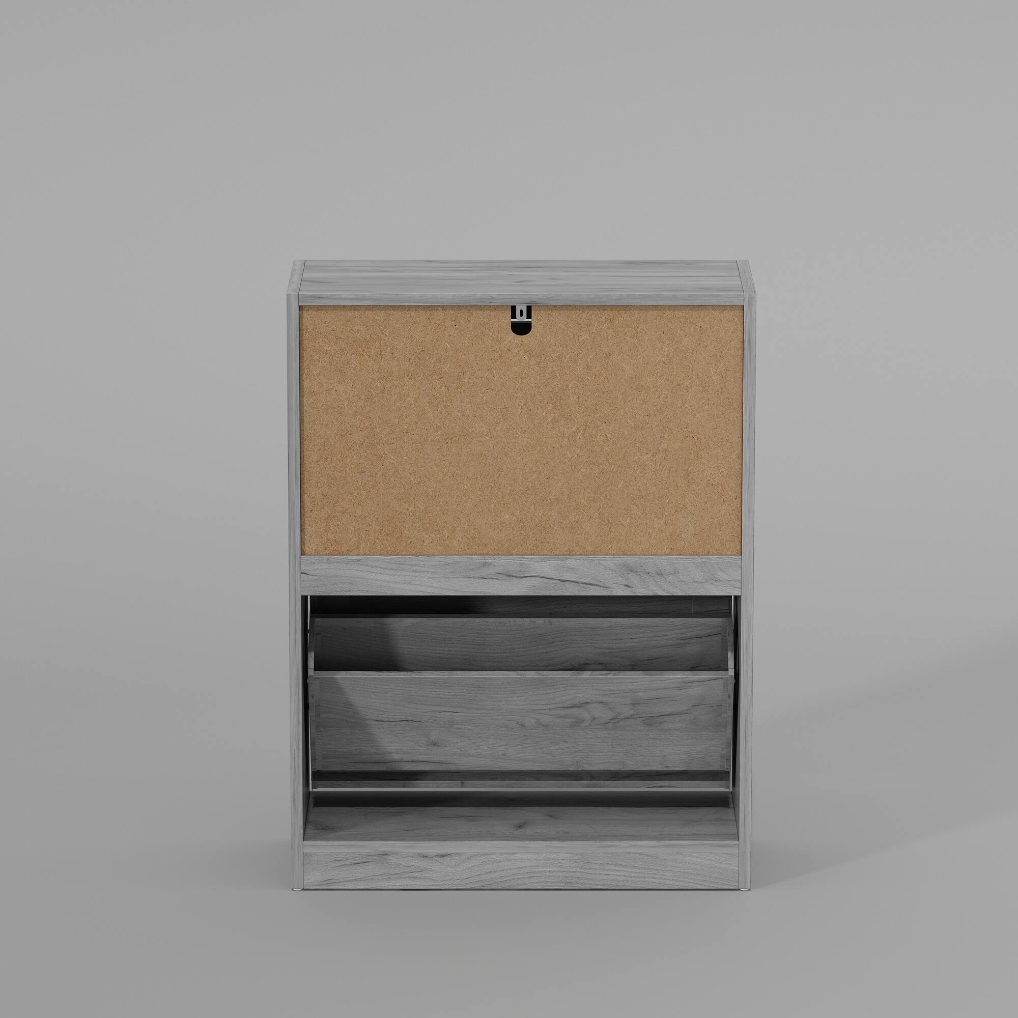 Back. Famapy - Famapy Flip - Down Desigh Shoe Racks Rustic Charm, Smart Storage Shoe Cabinet - Gray.