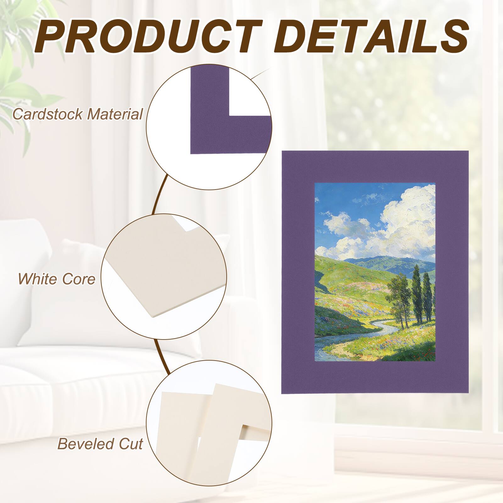 PRODUCT DETAILS  
- Cardstock Material  
- White Core  
- Beveled Cut