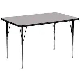 Emma + Oliver - 36x72 Rectangle Laminate Adjustable Activity Table - Gray