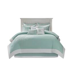 Gracie Mills - Douglass Coastal Coral Motif Comforter Set - Aqua