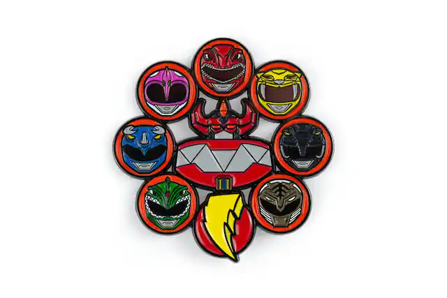 Front. Surreal Entertainment - Mighty Morphin Power Rangers 2.5-Inch Deluxe Enamel Pin - Multi-Color.