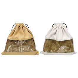 Unique Bargains - 2pcs Dust Bags for Handbags, 23.62"x21.65" Cotton Drawstring Pouch w/ Window, for Purses, Shoes, Boots, Travel - Gray/Coffee