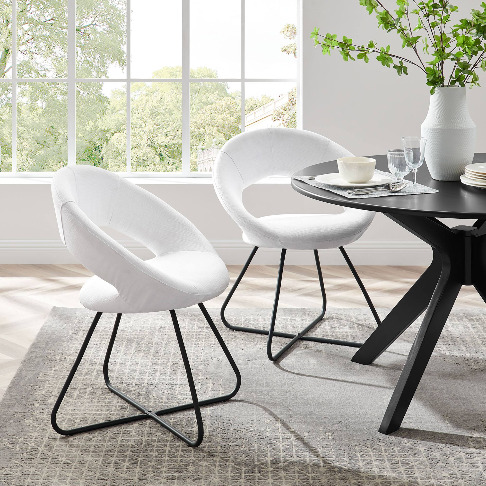 Front. Modway - Nouvelle Upholstered Fabric Dining Chair Set of 2 by Modway - Black White.