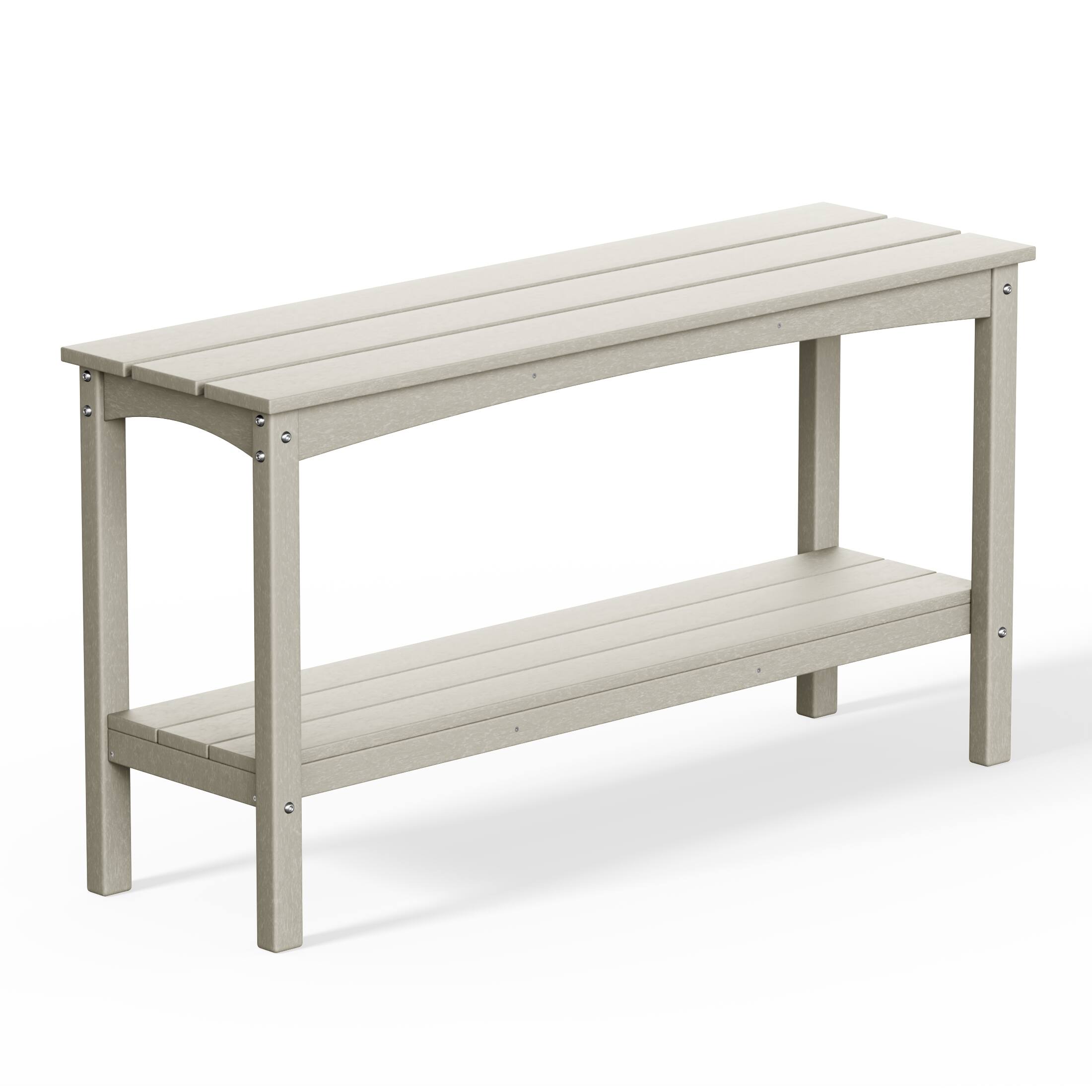 Left. WestinTrends - WestinTrends Malibu 55" Outdoor Patio HDPE Adirondack 2-Tier Shelf Console Table - Sand.