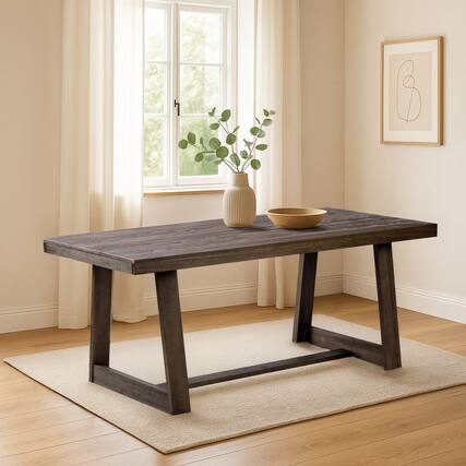 Front. Plank+Beam - Classic Rectangular Dining Room Table (72in / 1830mm), Walnut Wirebrush - Walnut Wirebrush.