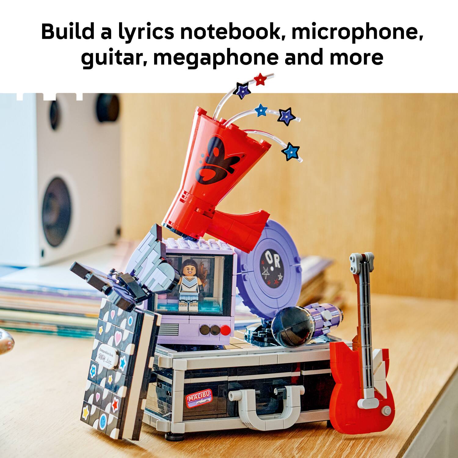 Build a lyrics notebook, microphone, guitar, megaphone and more