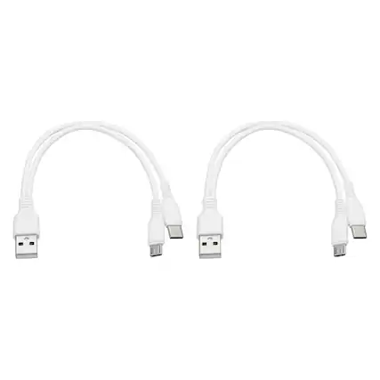 Front. Unique Bargains - 2pcs Multi USB-A to Micro USB & Type-C 2-in-1 Splitter Charging Cable, 8in 5V 2A for Phone/PowerBank/Tablet - White.