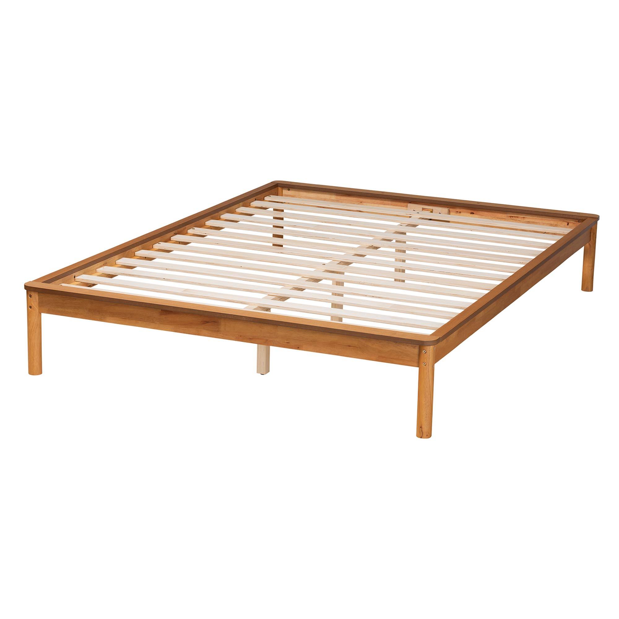 Left. Baxton Studio - Efren Mid-Century Modern Honey Oak Finished Wood King Size Bed Frame - Honey Oak.