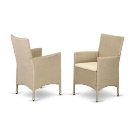 East West Furniture - Wicker Patio Chair Cream - Brown