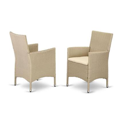 Front. East West Furniture - Wicker Patio Chair Cream - Brown.