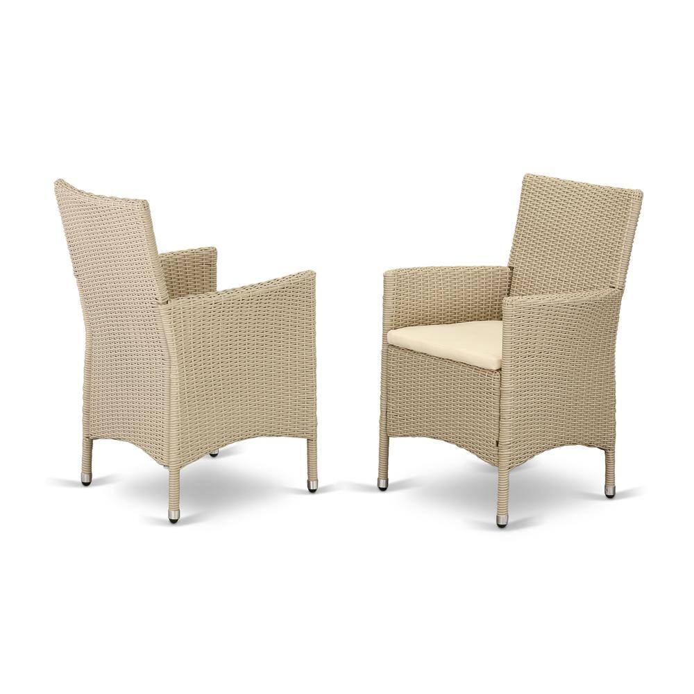 Front. East West Furniture - Wicker Patio Chair Cream - Brown.