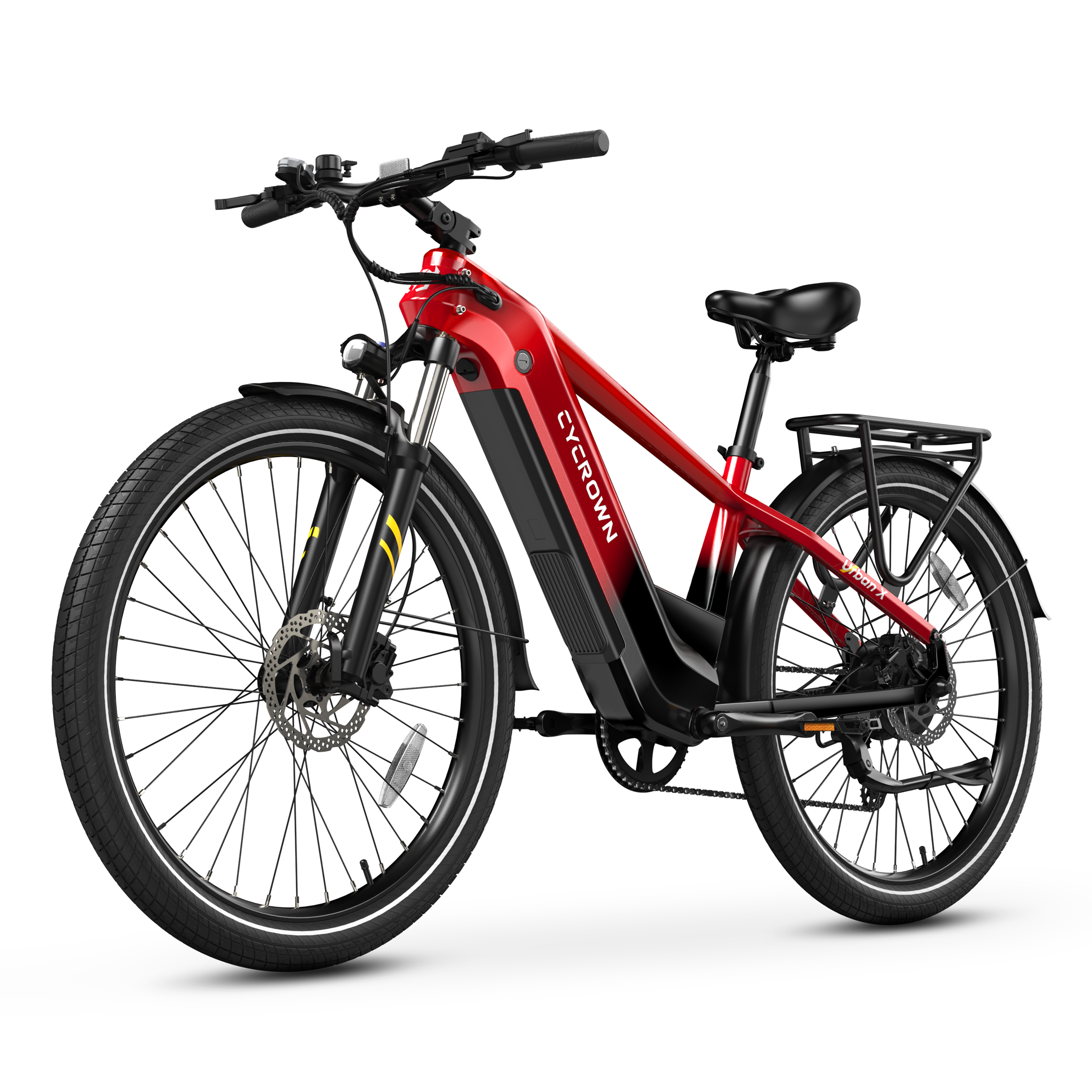 Cycrown | | Urban X Commuter Ebike(1000W Motor , 20MPH Top Speed , 90Miles Range , 48V 20Ah | Volcanic Red | Best Buy