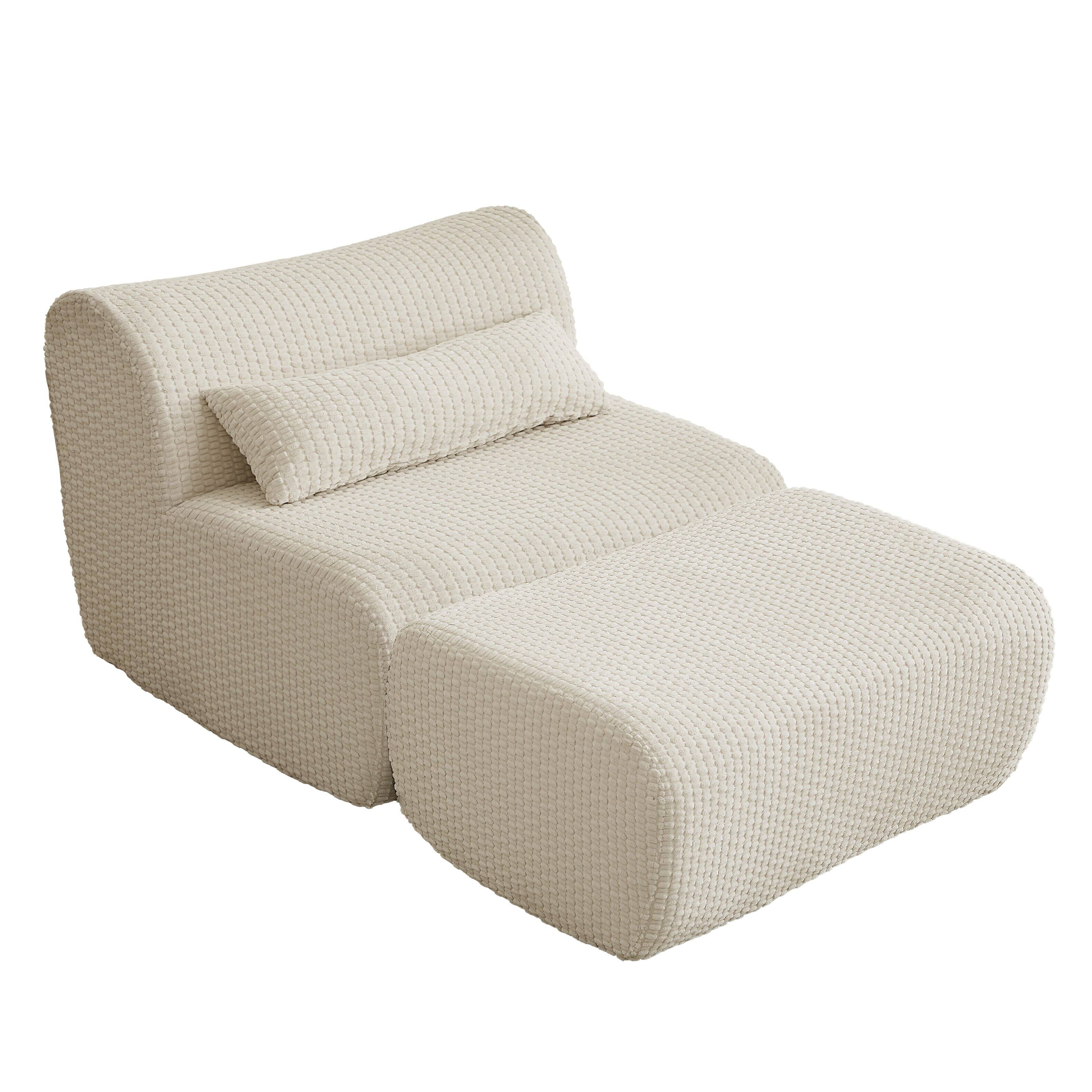 Left. Anysun - Single Modular Sofa with Cloud Comfort, Corduroy Fabric & No Assembly for Living Room - Cream.