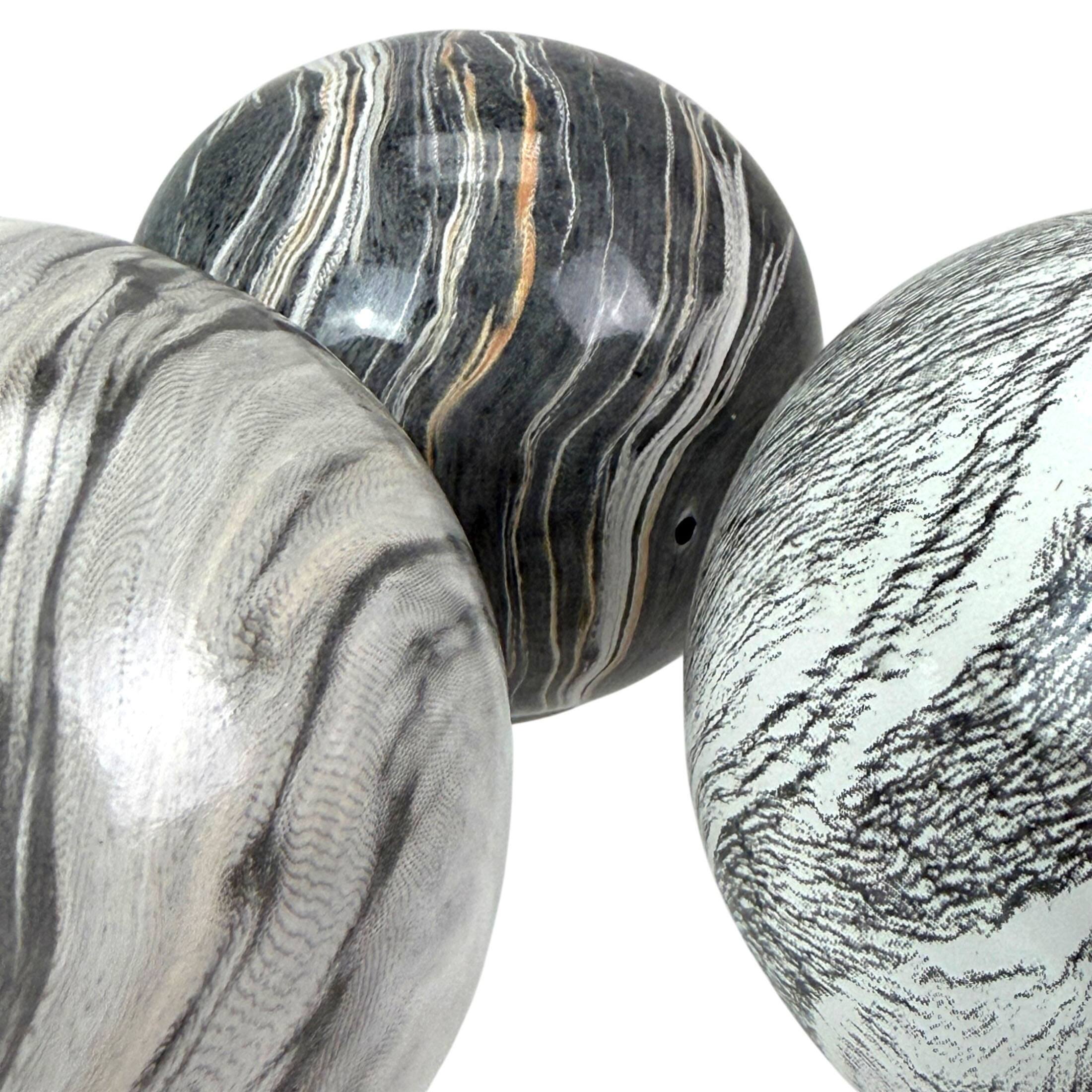Alt View 3. Things2Die4 - Decorative Orb Set of 3 Grey Marbled Ceramic Spheres 4 in Tabletop Decor - Grey.