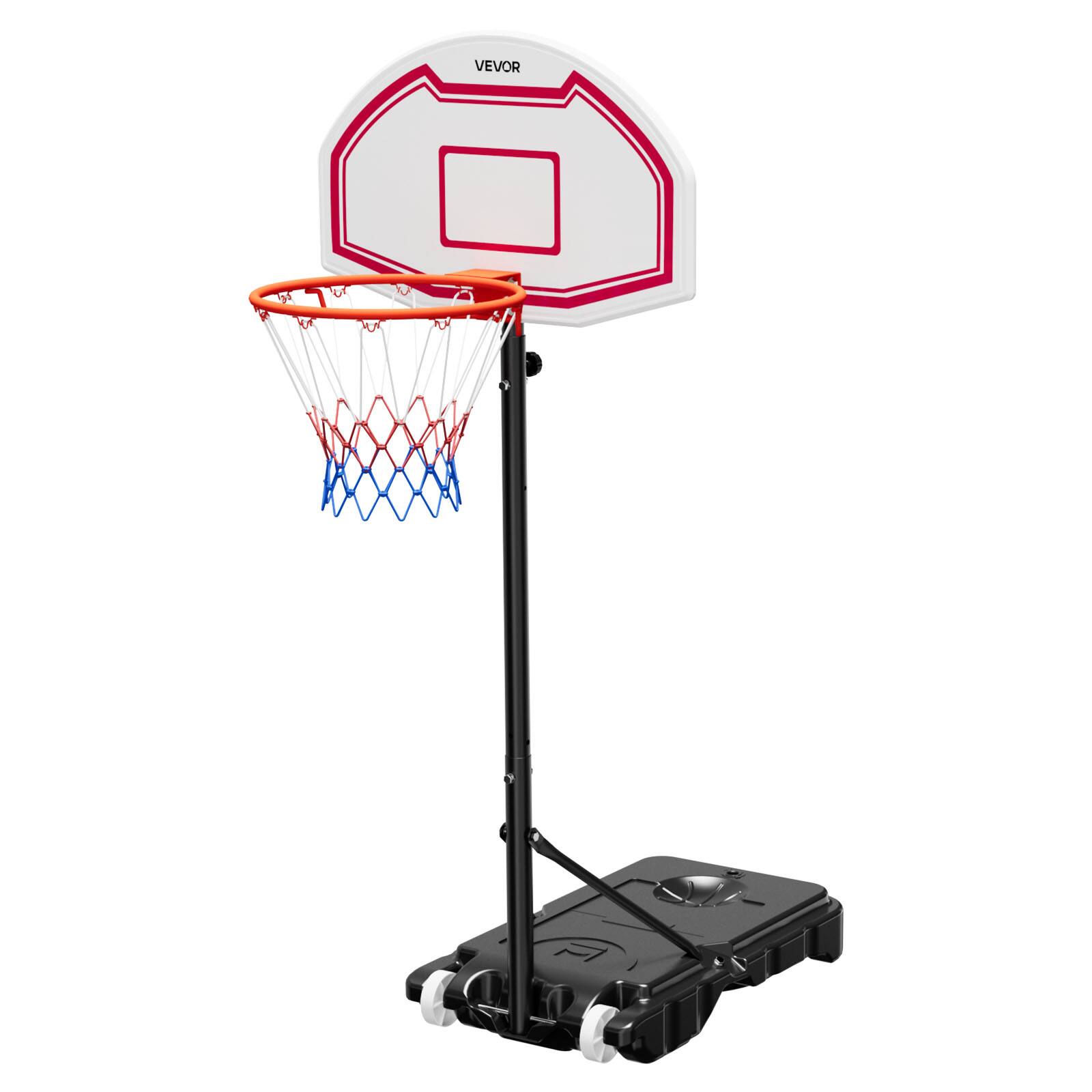 Alt View 5. VEVOR - Portable Basketball Stand, 5.2 to 6.9 ft Height Adjustment Basketball Hoop & Goal, Kids Adjustable Basketballs Hoop - Red + Black + White.