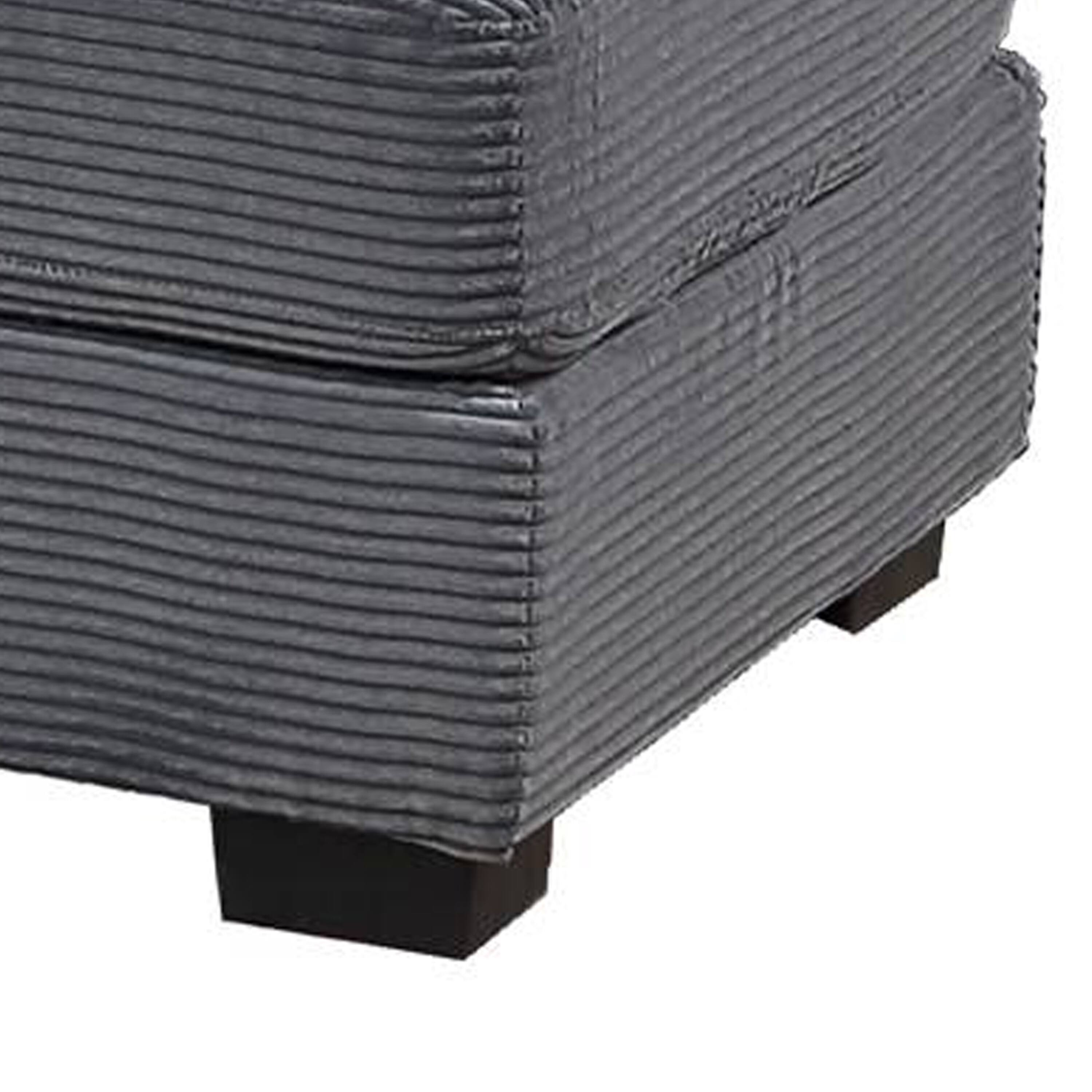 Alt View 3. Manhattan Lane - Lomi Cocktail Ottoman, Dark Gray Corduroy, Black Legs, 45 x 28 Inch - Gray, Black.