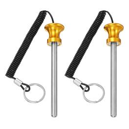 Unique Bargains - Weight Stack Pin, Gym Pin Strength Training Replacement with Pull Rope, 0.4 x 4.7 Inch 2pcs for Home/Gym - Gold