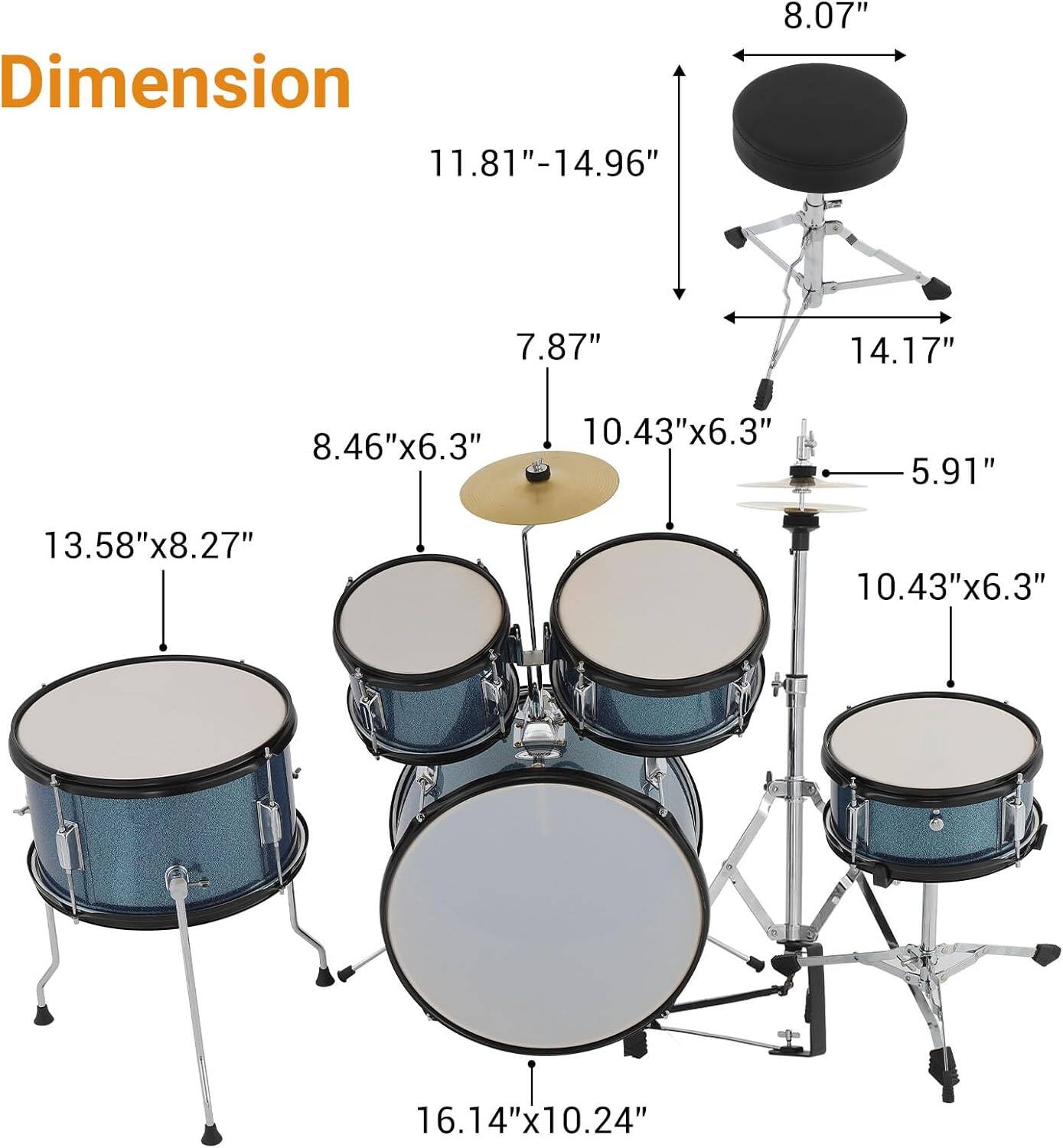 Dimension  
11.81" - 14.96"  
8.07"  
7.87"  
14.17"  
10.43" x 6.3"  
8.46" x 6.3"  
5.91"  
13.58" x 8.27"  
10.43" x 6.3"  
16.14" x 10.24"