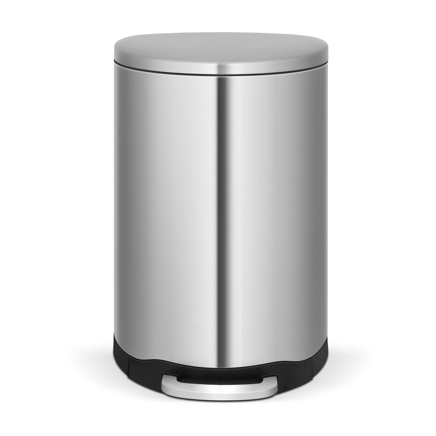 Angle. Innovaze - 10.6 Gal./40 Liter Stainless Steel Semi-round Step-on Trash Can for Kitchen - Sliver.