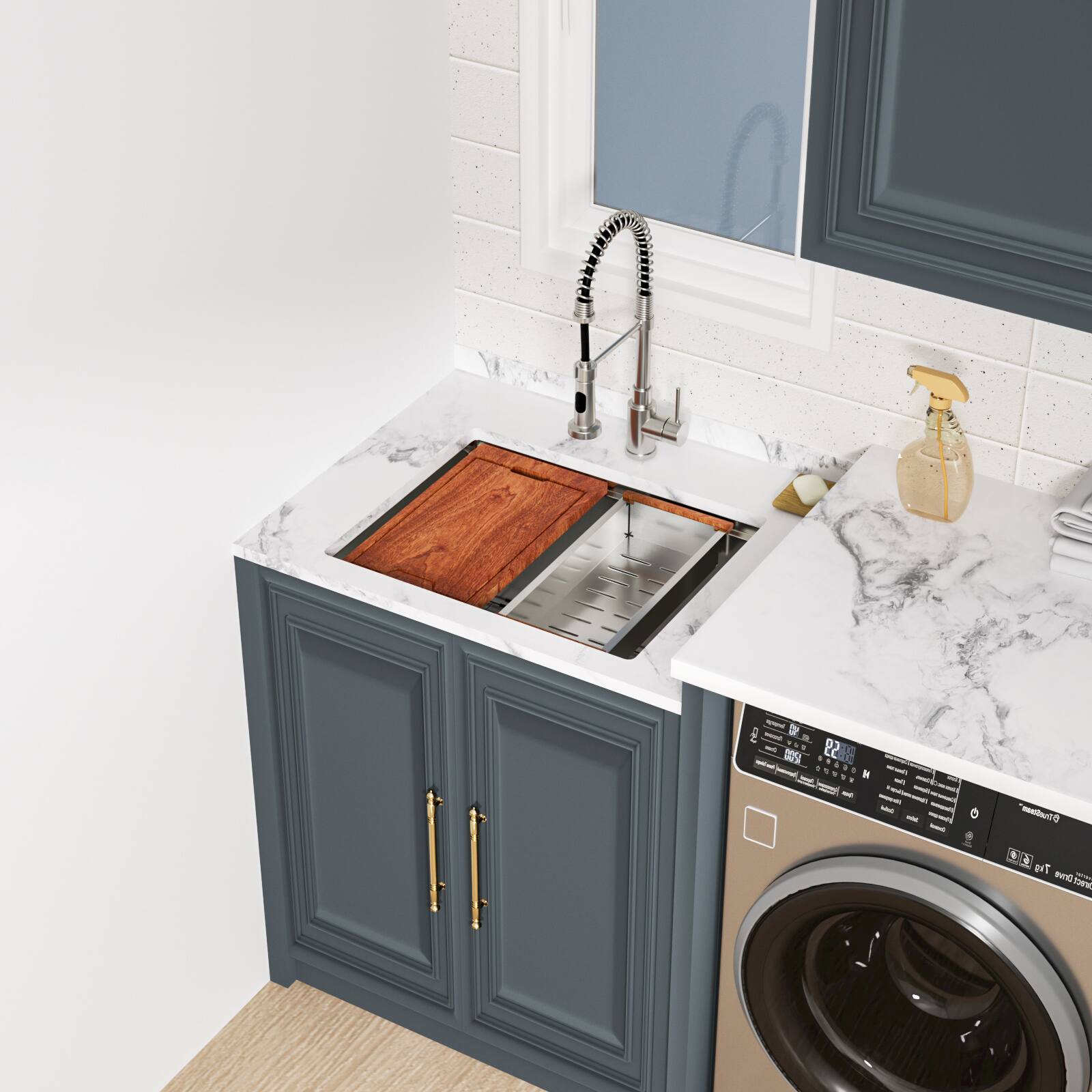 Alt View 4. Lordear - 24x18x13 Inch Undermount Laundry Sink Workstation 16 Gauge Stainless Steel RV Utility Sink Single Bowl Sink - Stainless steel.