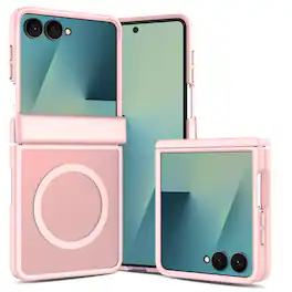 Dteck - Shockproof Translucent Phone Case for Samsung Galaxy Z Flip8, Slim Matte Magnetic Protective Cover with Hinge Protection - Pink