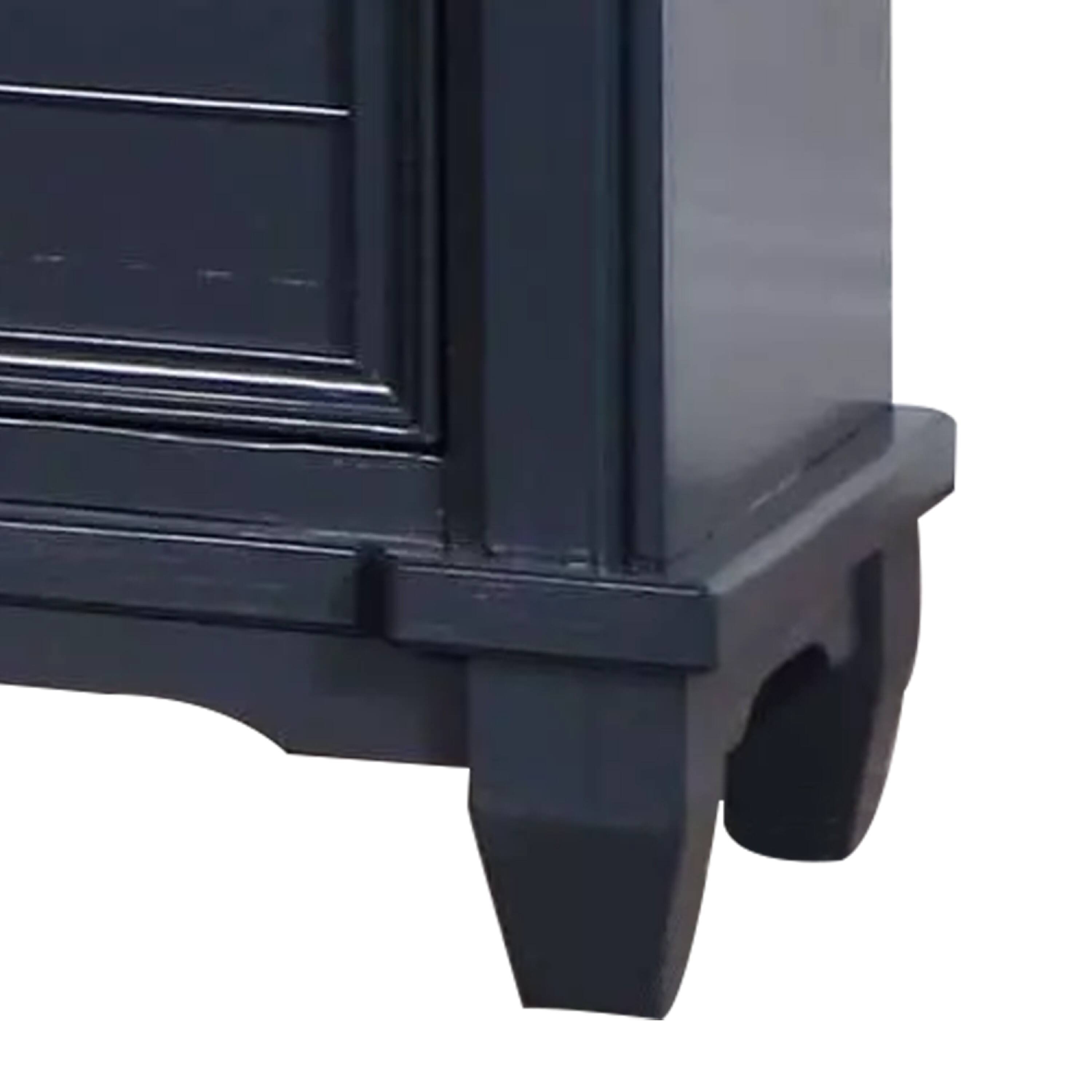 Alt View 3. Manhattan Lane - Zeny Nightstand, 1 Cup Handle Drawer with 1 Shelf, Solid Wood - Slate Blue, Nickel.