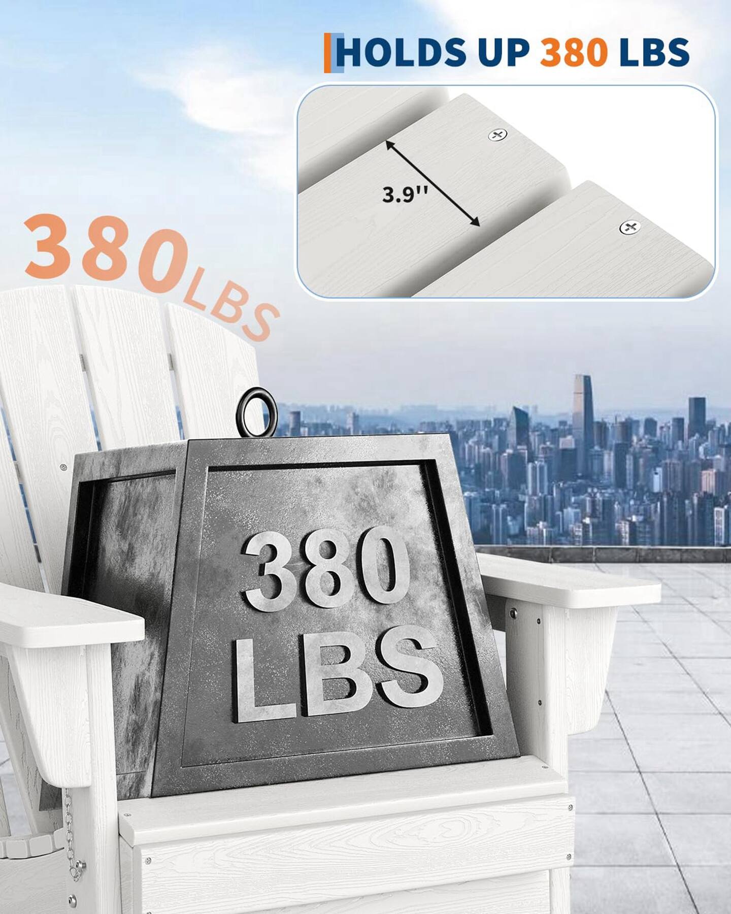 HOLDS UP 380 LBS

380 LBS

3.9"