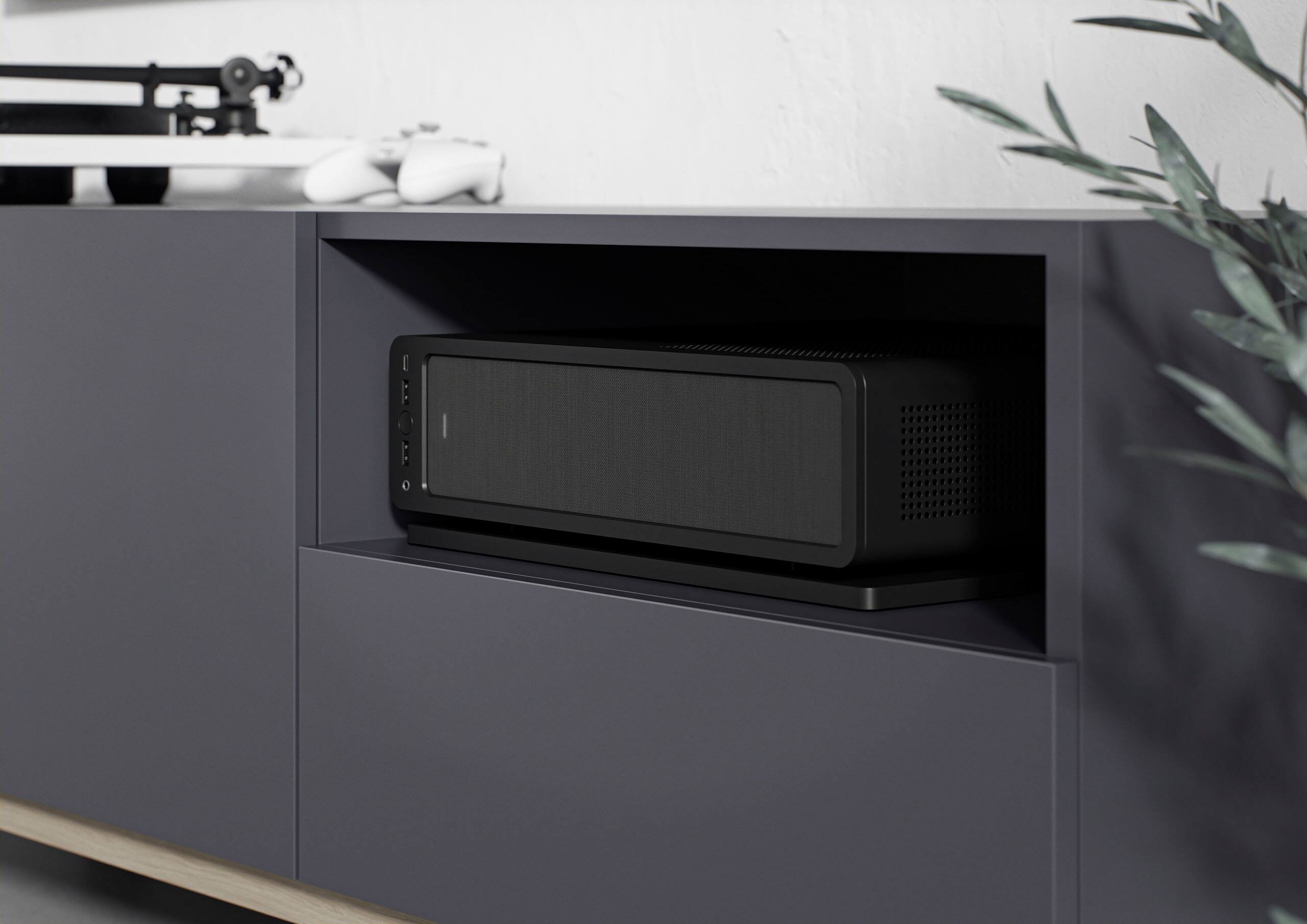 Alt View 23. Fractal Design - Ridge Black Mini-ITX Slim Small Form Factor Console PC Case with PCIe 4.0 Riser - Black.