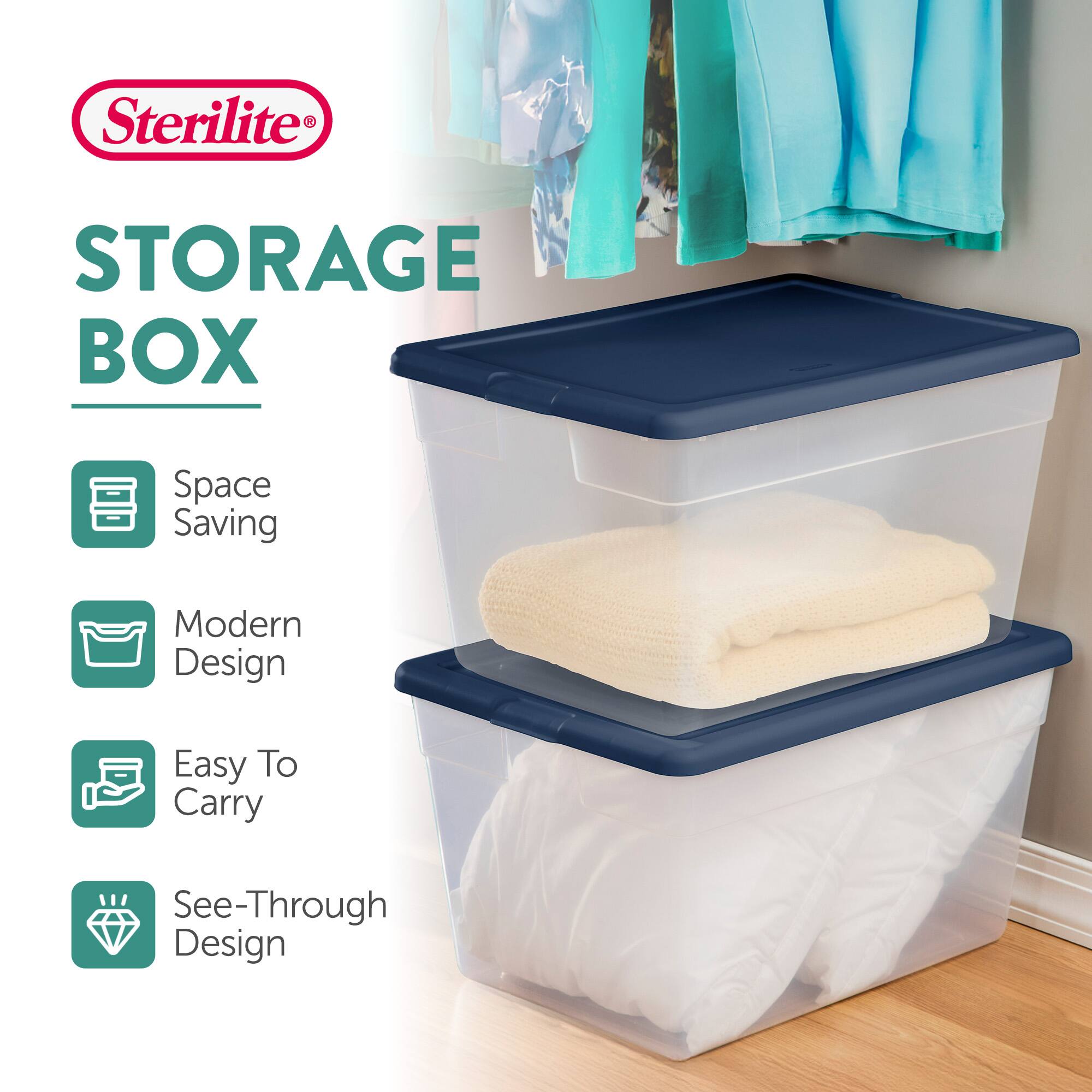 Sterilite® STORAGE BOX  
- Space Saving  
- Modern Design  
- Easy To Carry  
- See-Through Design