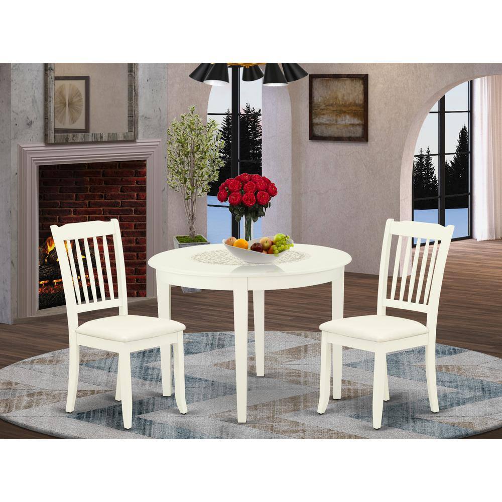 Left. East West Furniture - Dining Room Set Linen White - Brown.