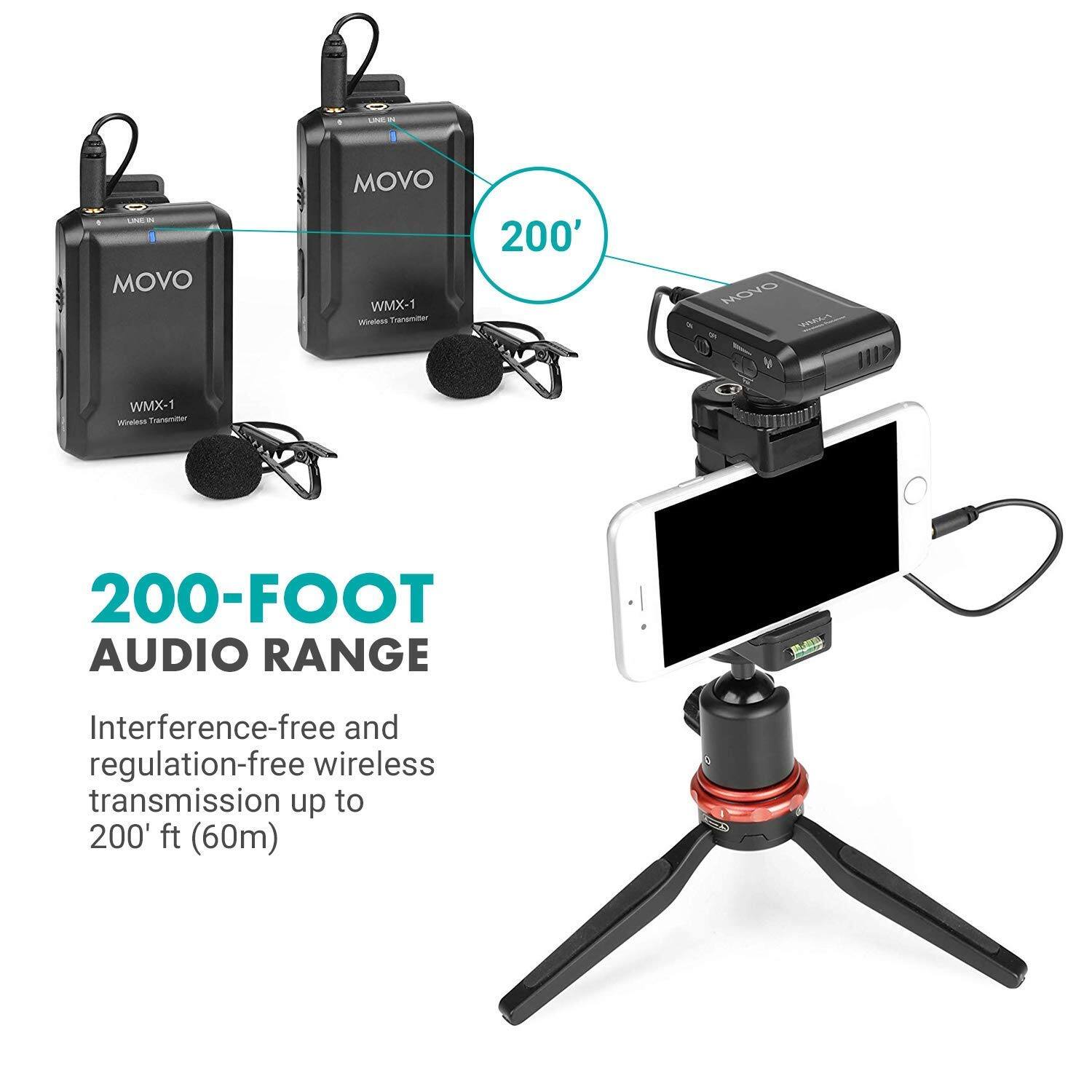 MOVO WMX-1 Wireless Transmitter

200-FOOT AUDIO RANGE

Interference-free and regulation-free wireless transmission up to 200' ft (60m)