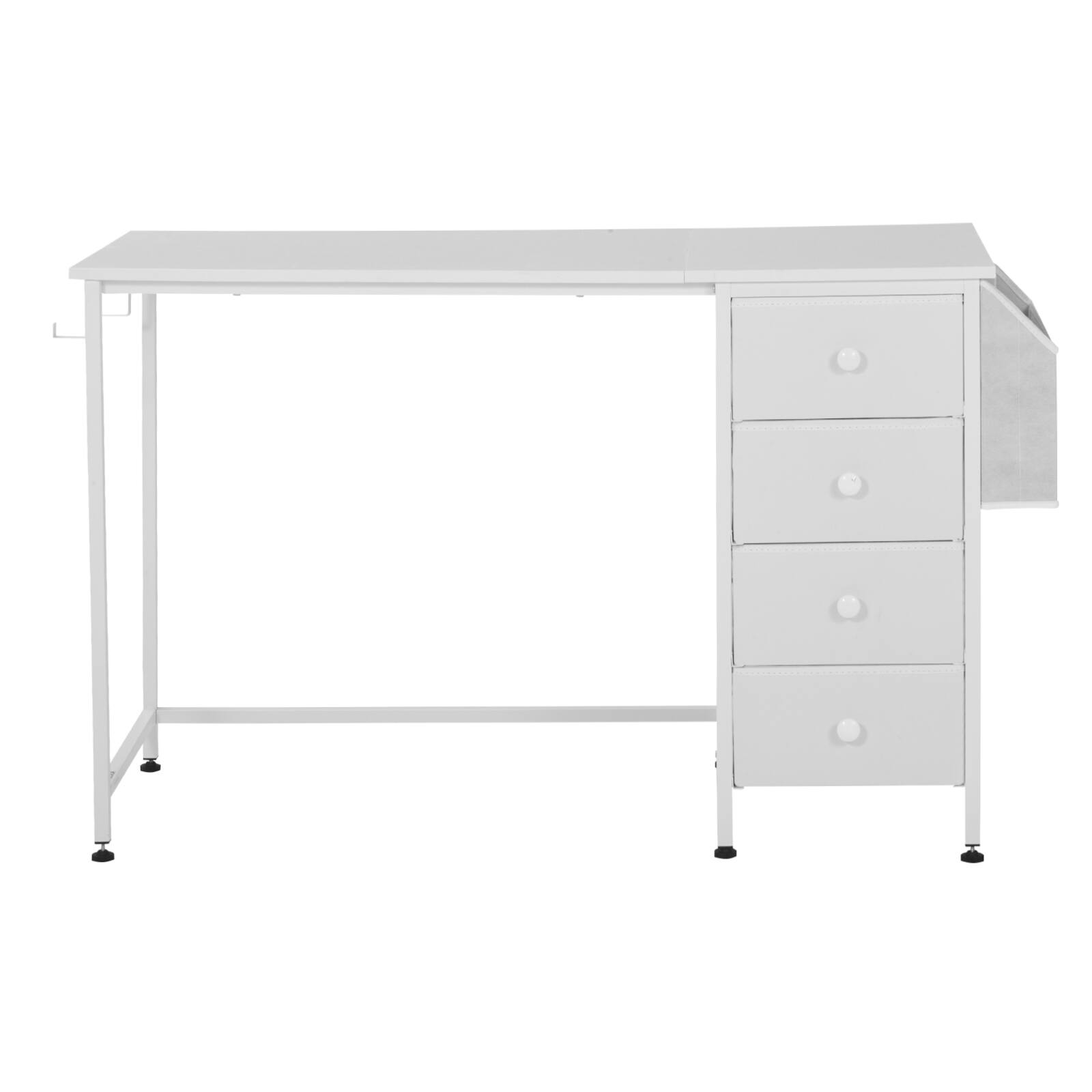 Alt View 5. VEVOR - Computer Desk with Fabric Drawers, 47 Inch Reversible Study Work Writing Desk for Modern Home Office Bedroom - White.