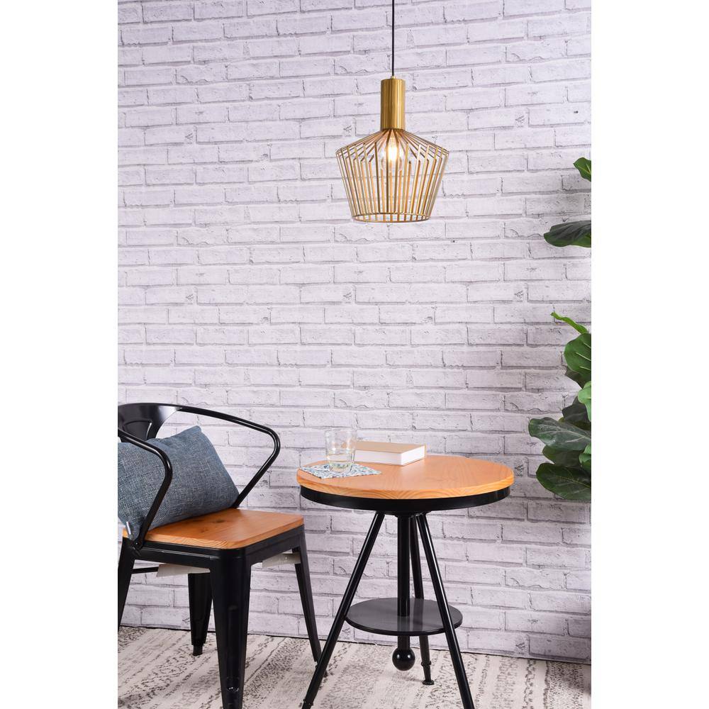 Angle. Living District - Ronnie 1 Light Brass Pendant - Brass.