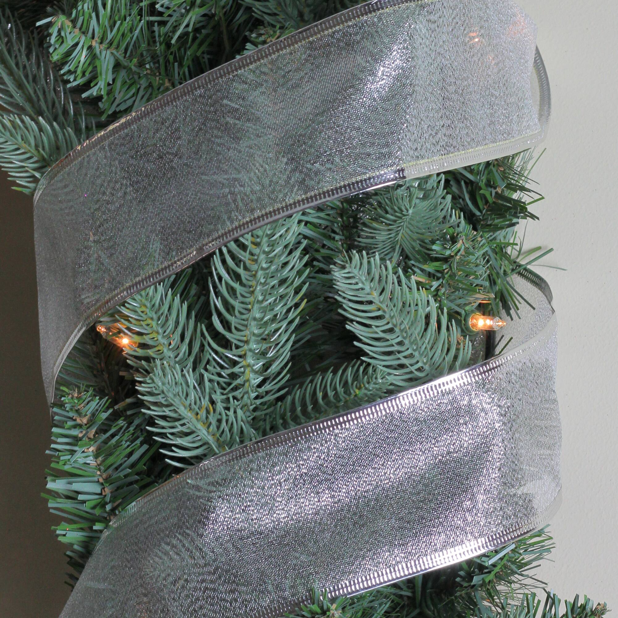 Alt View 2. Northlight - Shimmering Silver Christmas Wired Craft Ribbon 2.5" x 10 Yards - Silver.