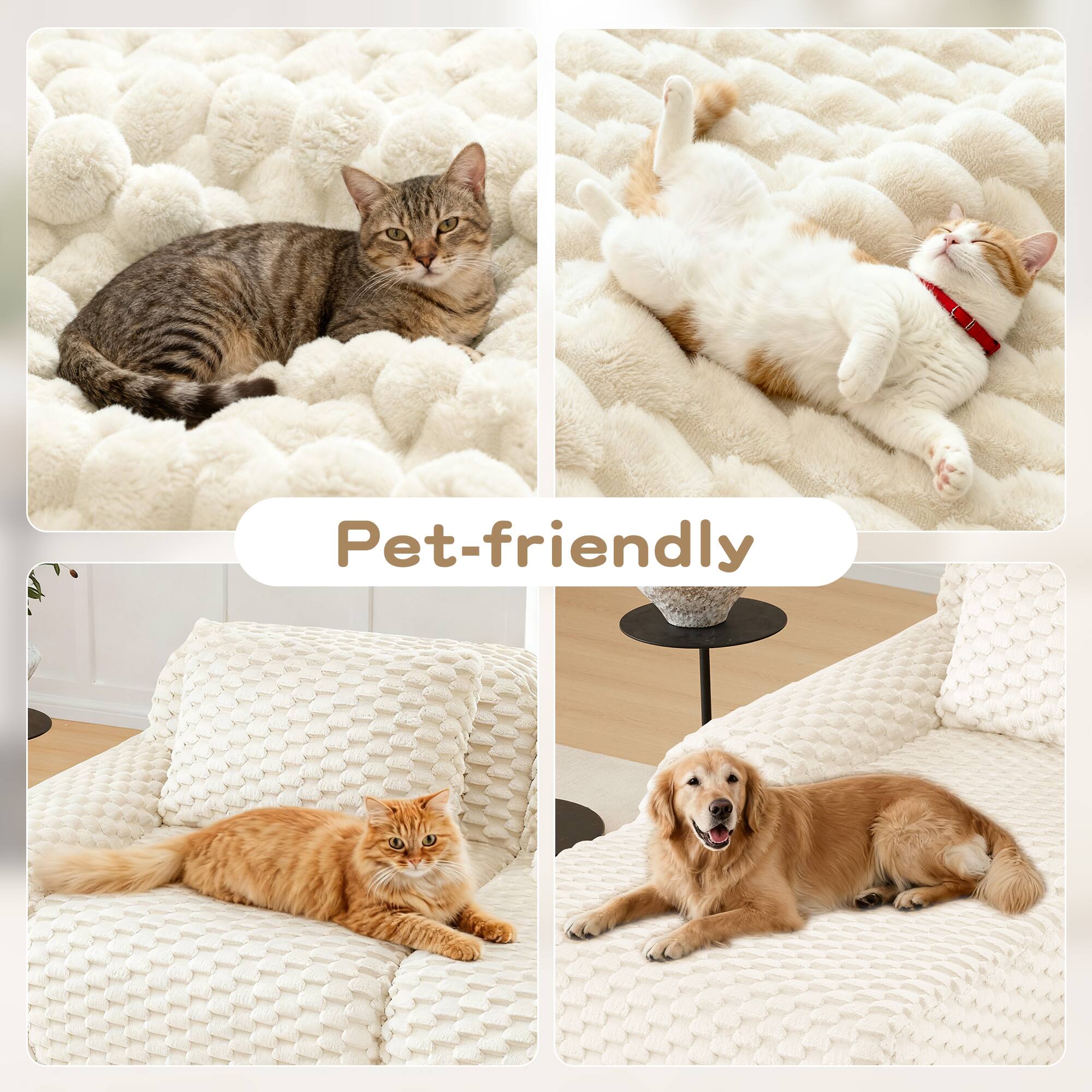 Alt View 2. LOVMOR - 146 inch L Shaped Modular Deep Seat 4 Seater Plush Sectional Couch Storage Ottoman No Assembly For Cloud TV XL - Cream.