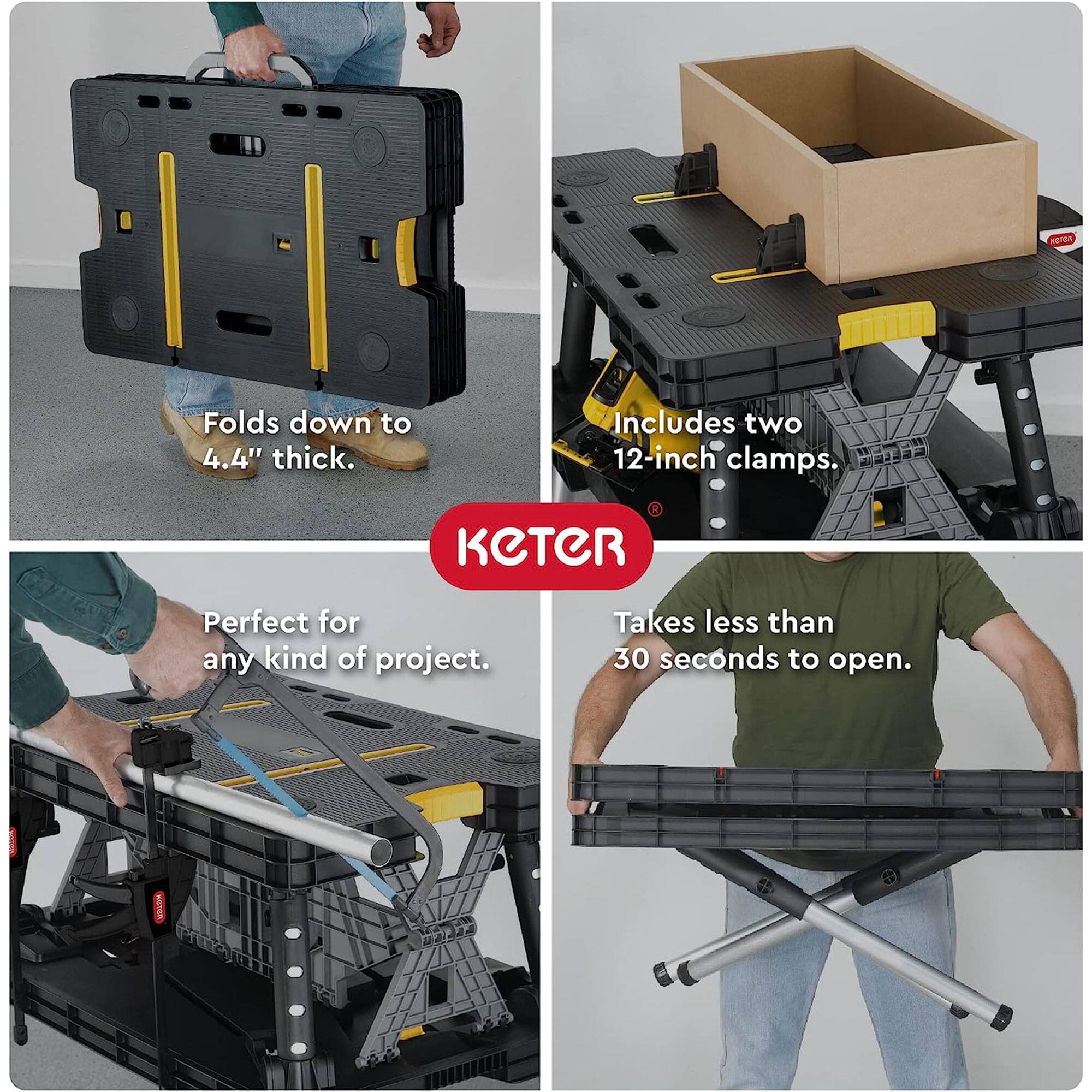 Keter Portable Folding Table Tool Storage Stand Workbench Sawhorse