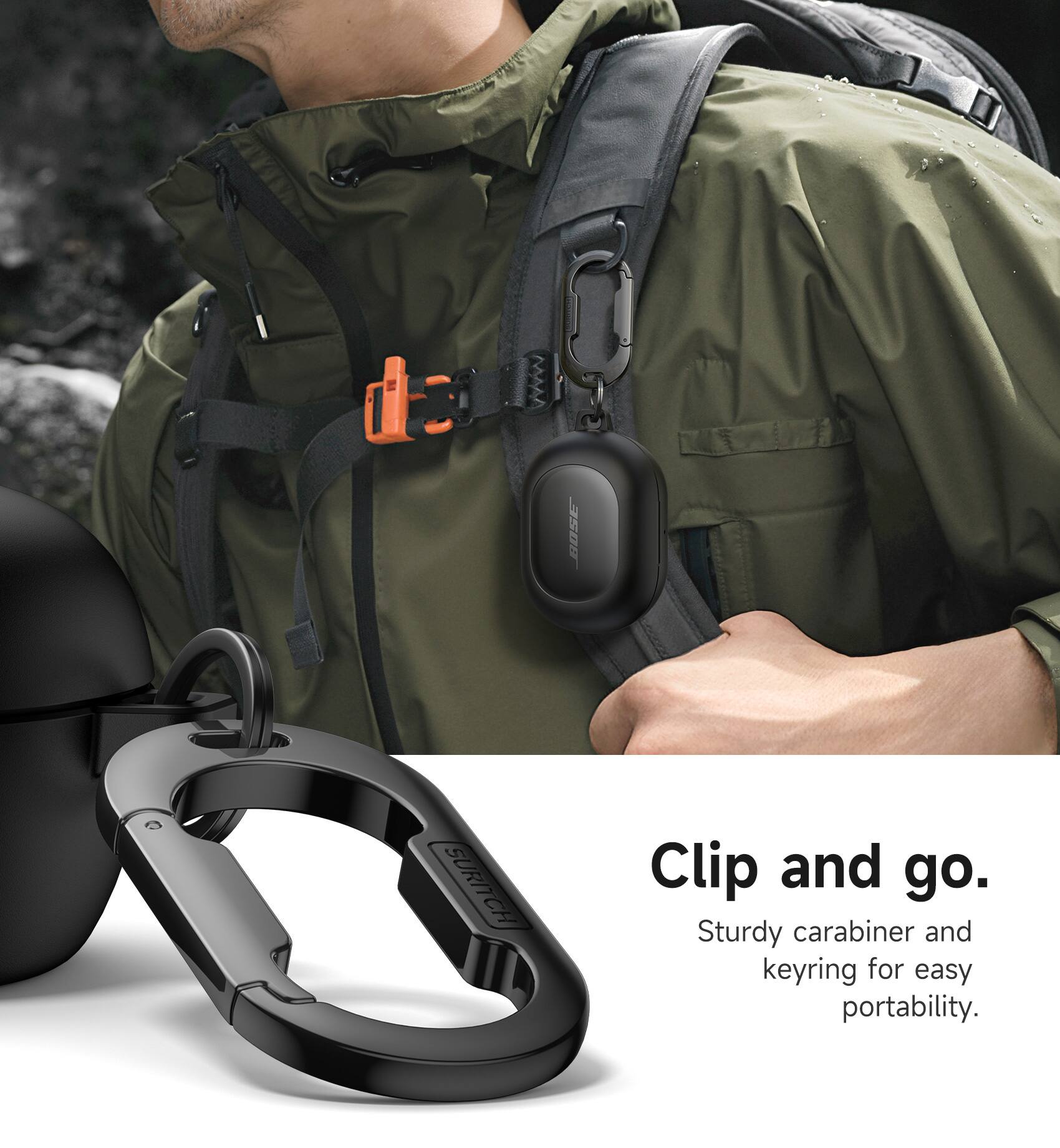 B5I SURICH

Clip and go.  
Sturdy carabiner and keyring for easy portability.