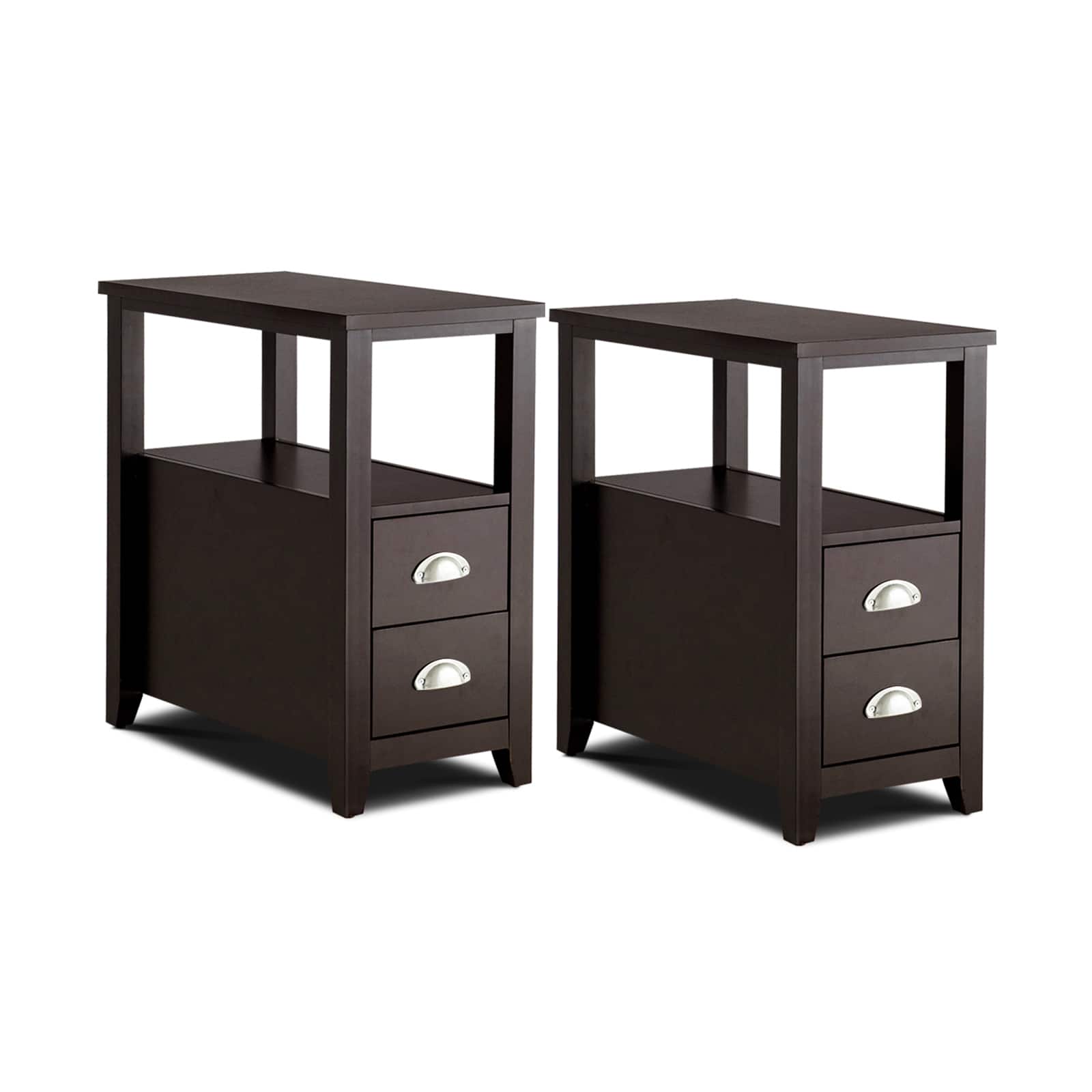 WELLFOR - Set of 2 Wooden Nightstands with 2 Drawers and Shelf - Dark Brown price history on PriceWatchPro