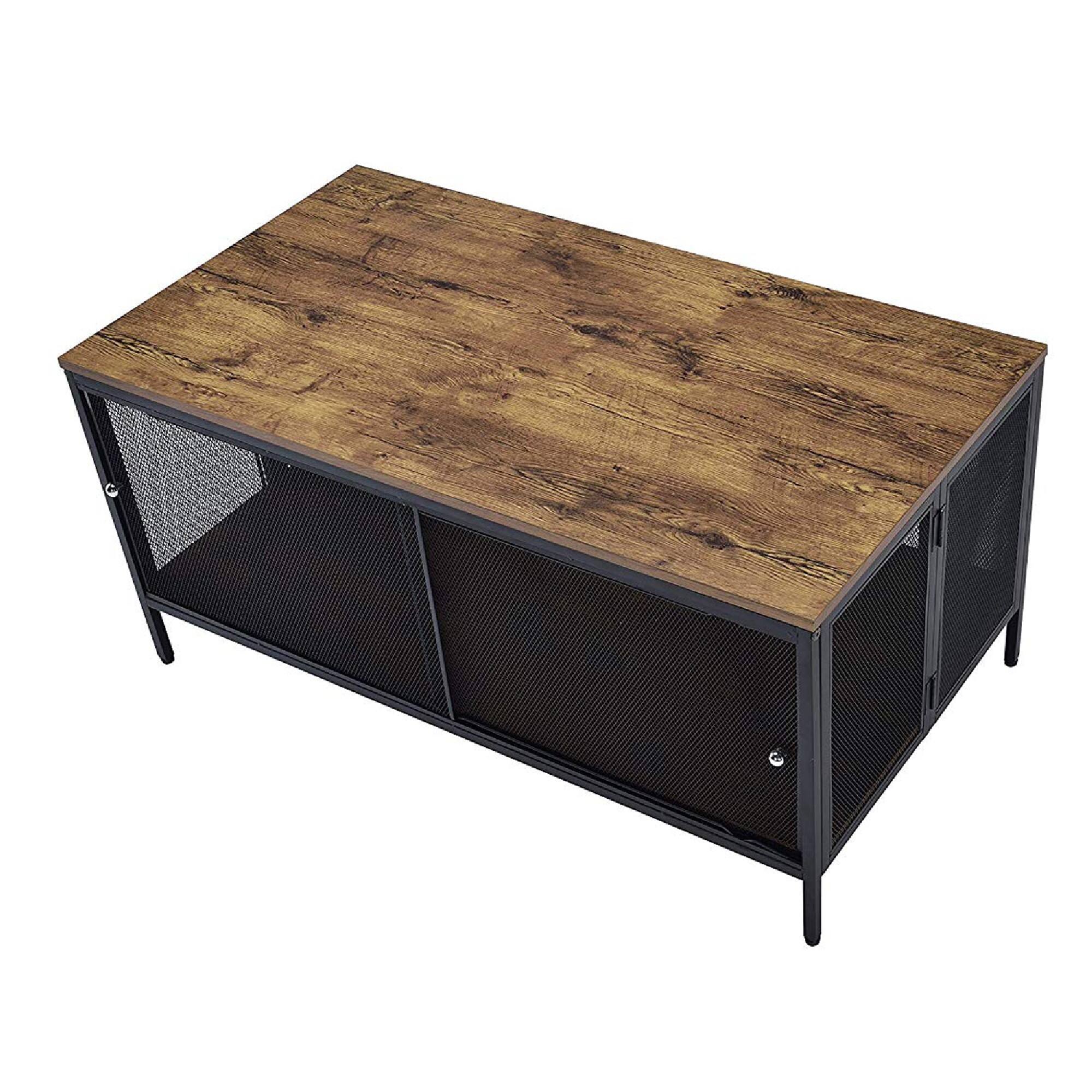 Alt View 3. Manhattan Lane - Metal Coffee Table with 1 Bottom Shelf and Mesh Design - Brown and Gray.
