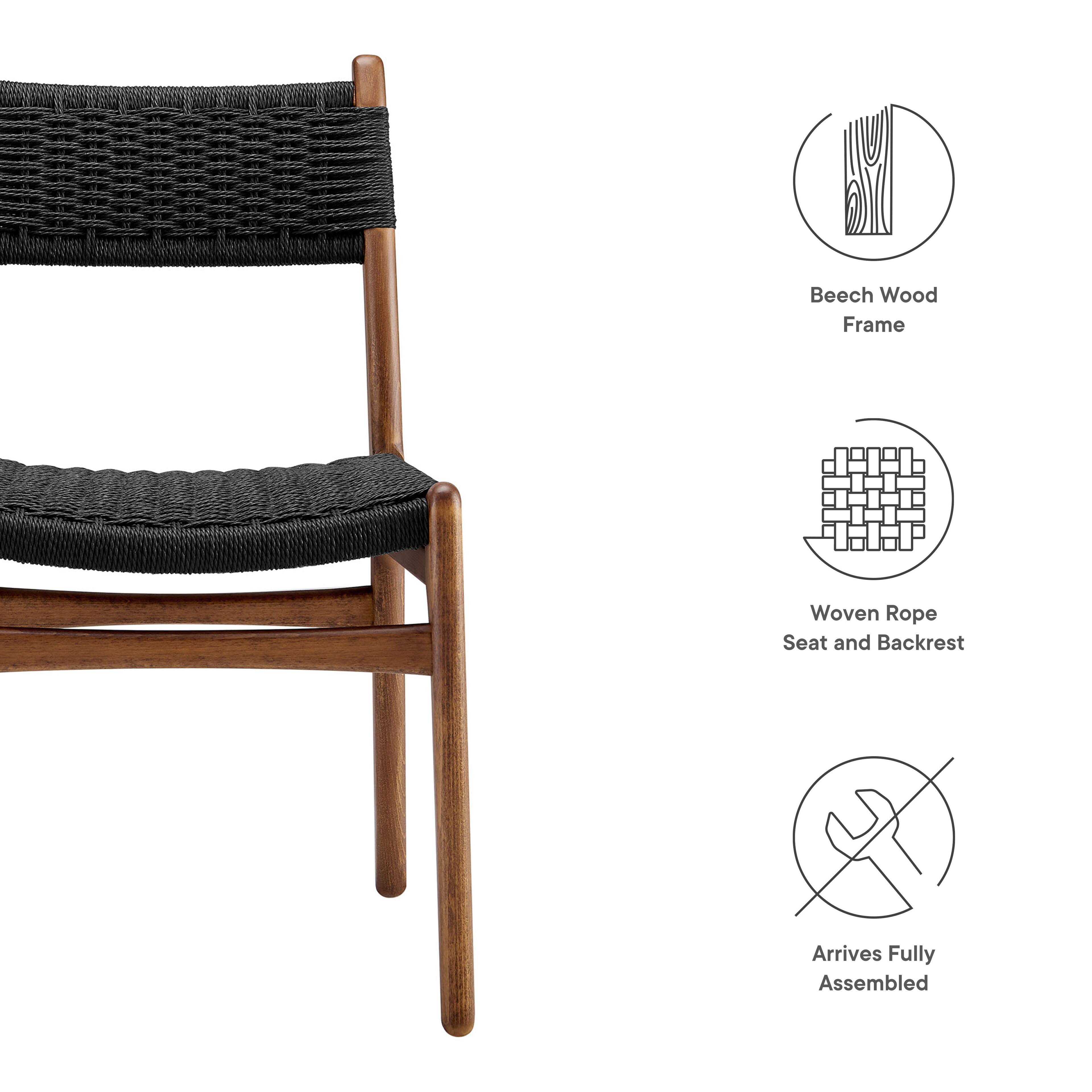 Beech Wood Frame  
Woven Rope Seat and Backrest  
Arrives Fully Assembled