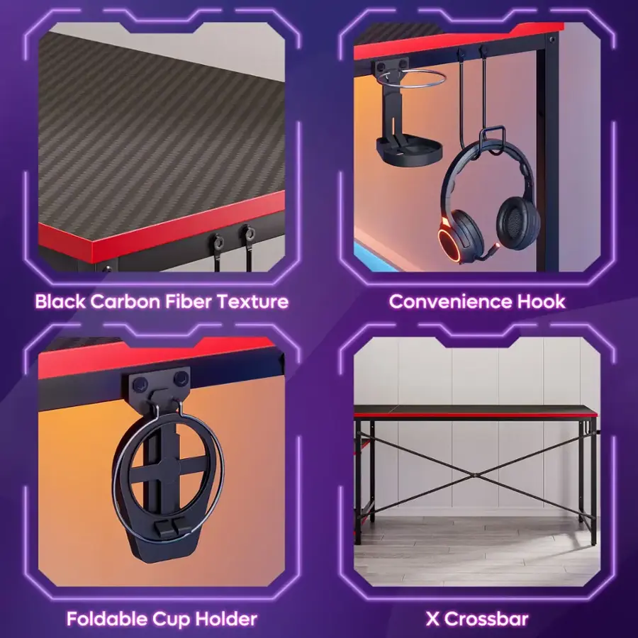 Black Carbon Fiber Texture Convenience Hook Foldable Cup Holder X Crossbar