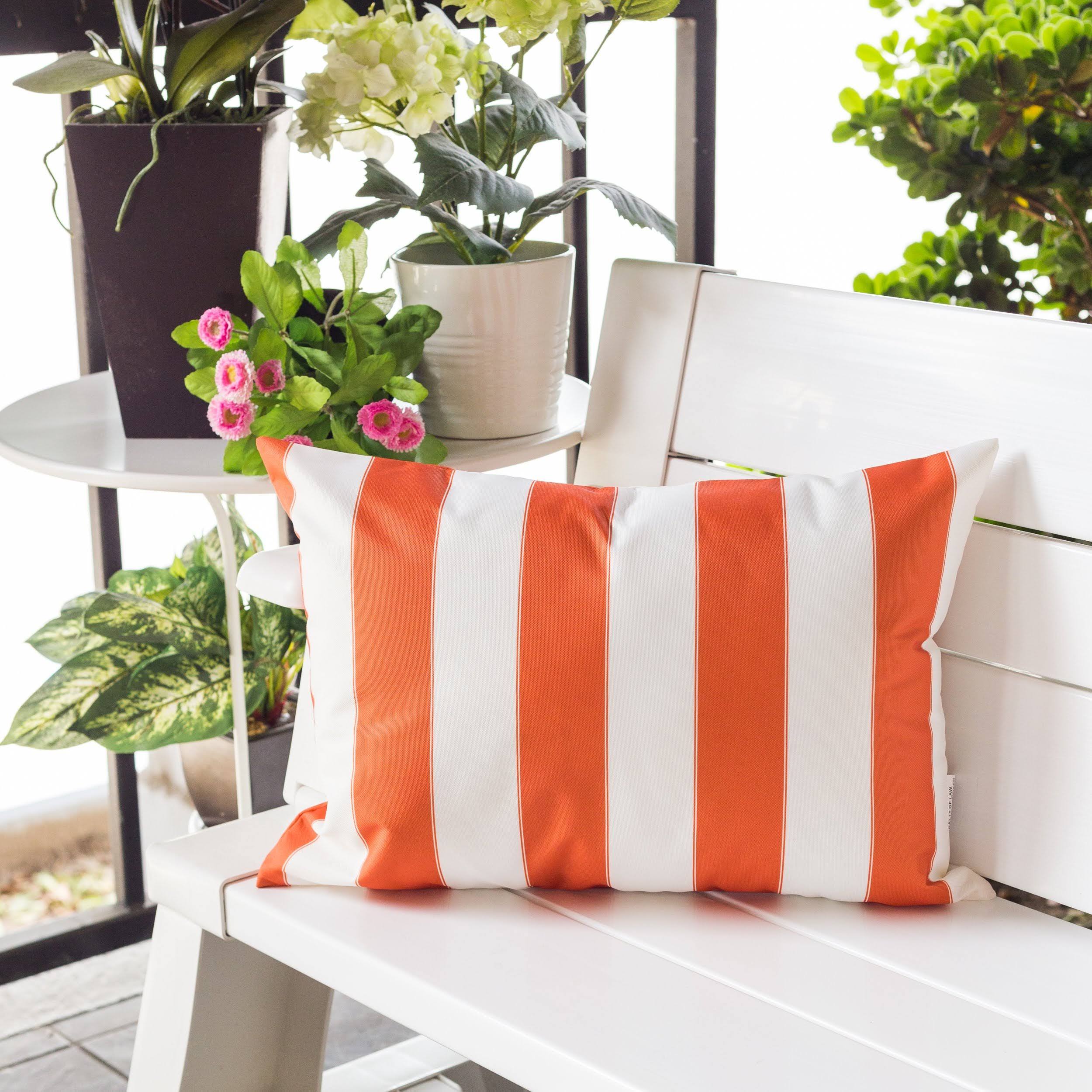 Back. TinyHomie - Horizon Stripe Pillow 14x20 Outdoor Indoor - Orange.