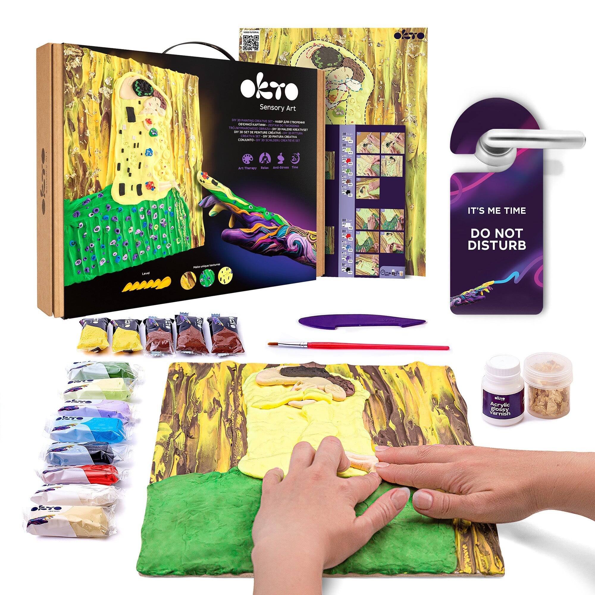 OKTO - Sensory Art 3D Painting “The Kiss” – 11.8” x 15.7” Canvas Kit