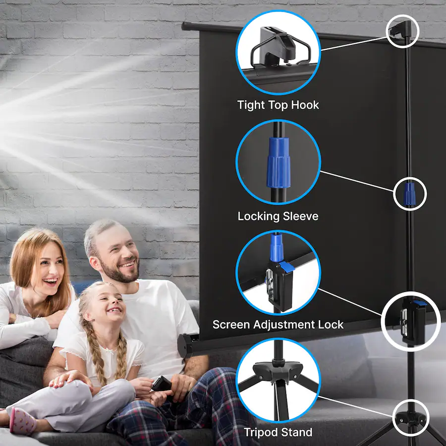 106 Inch Screen Pyle 60 Inch Portable Projector Screen – HD 16:9, Matte Surface, Tripod ...