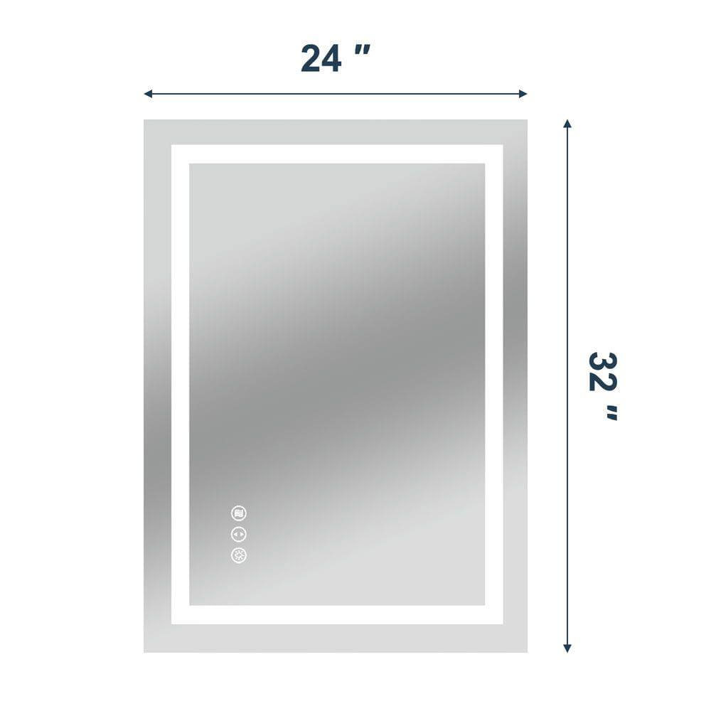 Angle. Kadyn - 32x24 Inch Frameless Rectangle LED Bathroom Mirror for Vanity Lighting.