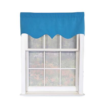 Front. RLF Home - RLF Home Primo Regal 100% Cotton Rod Pocket Lined Window Valance 50" x 17" Blue - Blue.