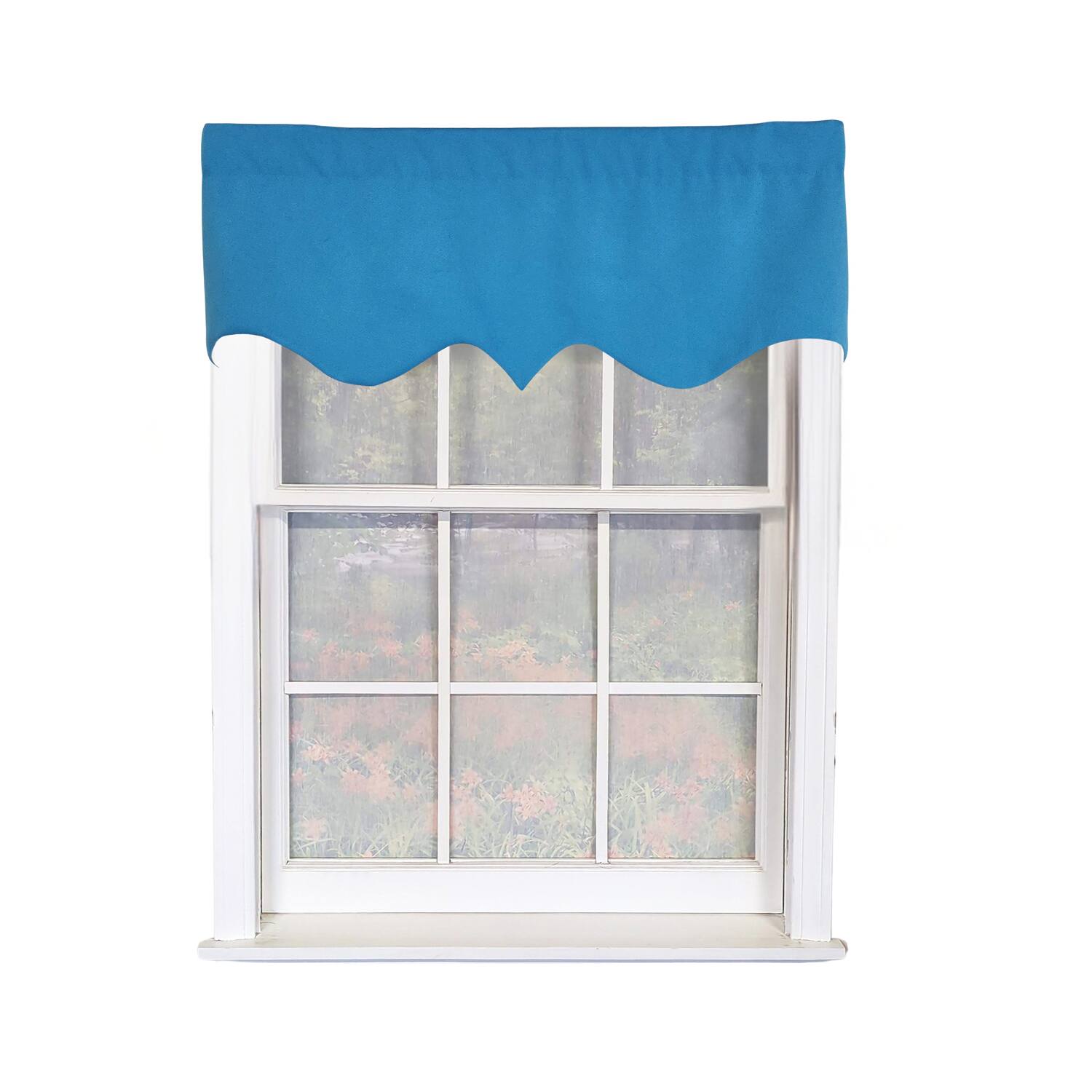 Front. RLF Home - RLF Home Primo Regal 100% Cotton Rod Pocket Lined  Window Valance 50" x 17" Blue - Blue.