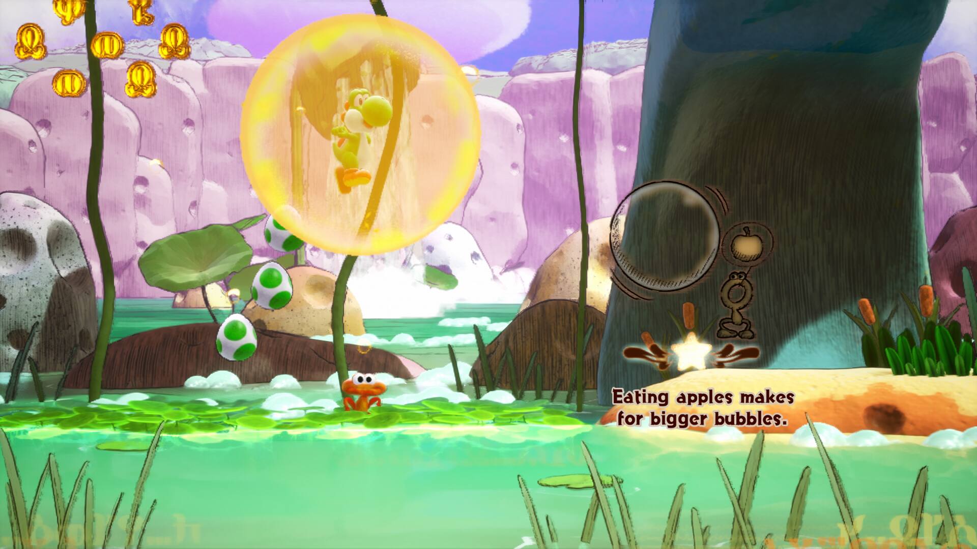 Eating apples makes for bigger bubbles.