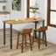 Alt View 3. Costway - 24.5" Wood Bar Stools Set of 2 with Solid Back & Seat Mid Century Bar Chairs Brown - Brown.