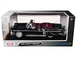 1958 Chevrolet Impala Chrome "Custom Wrap" Series 1/24 Diecast Model Car by Motormax - Green and Purple